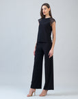 Mesh Cap Sleeve Top - Black