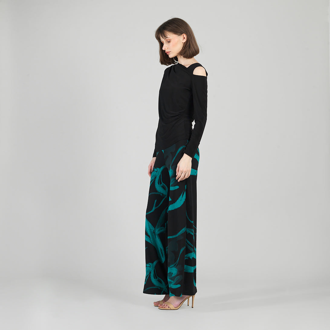 Angular Drape Neck Open Shoulder Top - Black – Clara Sunwoo