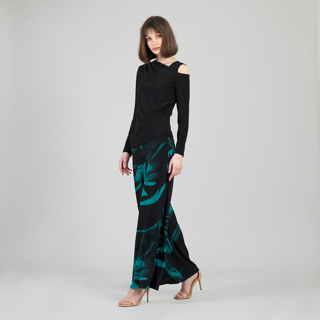 Angular Drape Neck Open Shoulder Top - Black – Clara Sunwoo