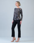 Side Twist Top - Track Stripe-Beige