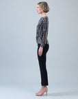 Side Twist Top - Track Stripe-Beige