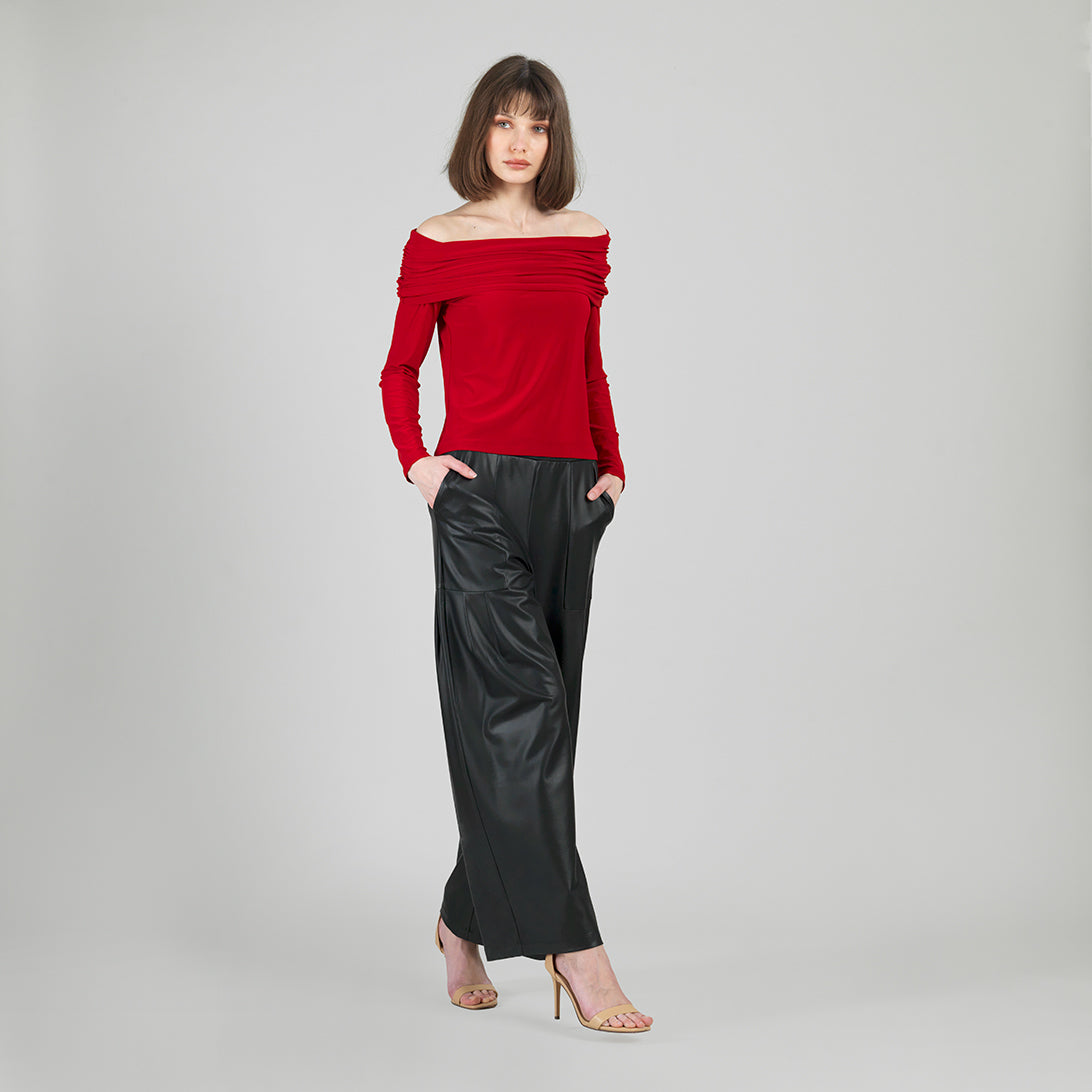Ruched Off-Shoulder Top - Red - Final Sale – Clara Sunwoo