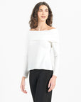 Ultra Cozy - Ruched Off-Shoulder Sweater Top - Ivory - Final Sale!