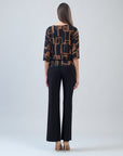 Banded Hem Elbow Sleeve Top - Geo Link