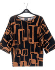 Banded Hem Elbow Sleeve Top - Geo Link