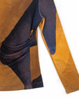 Draped Neck Side Ruched Top - Tan Watercolor - Final Sale!