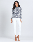 Textured Draped Neck Side Ruched Top - Circle Emblem - Final Sale!