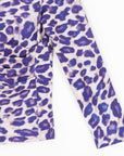 Foil Knit - Draped Neck Side Ruched Top - Plum Cheetah - Final Sale!