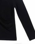 Ultra Cozy - Draped Neck Side Ruched Sweater Top - Black - Final Sale!