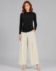 High Boat Neck Side Draped Top - Black - Final Sale