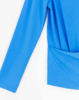 High Boat Neck Side Draped Top - Brilliant Blue