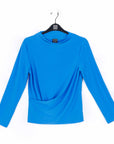 High Boat Neck Side Draped Top - Brilliant Blue