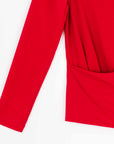 High Boat Neck Side Draped Top - Red