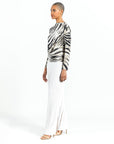 High Boat Neck Side Draped Top - Striped Zebra - Final Sale!