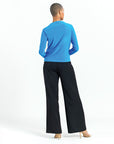 High Boat Neck Side Draped Top - Brilliant Blue