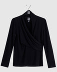 V-Neck Draped Pleat Top - Black - Limited Sizes - Clara Sunwoo