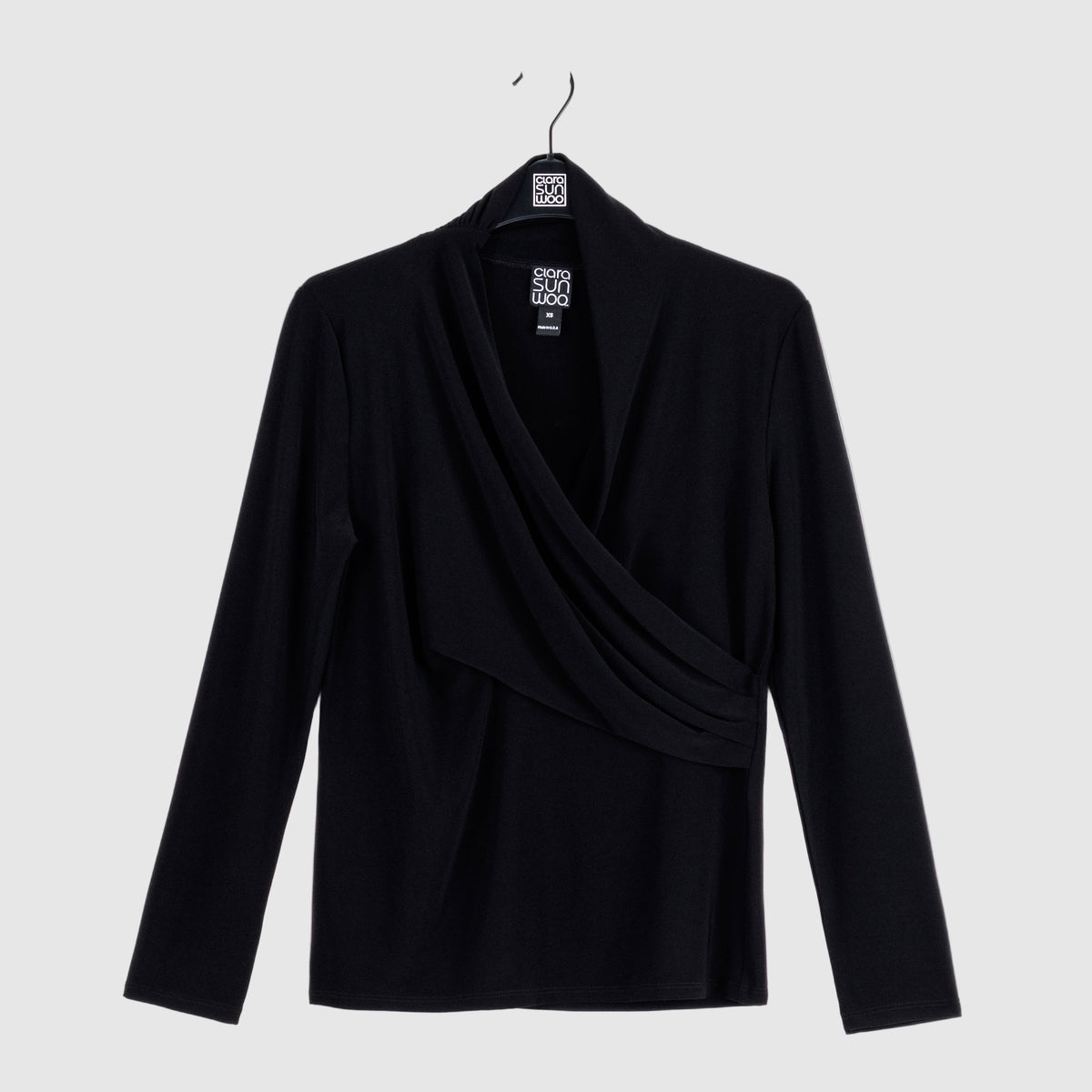 V-Neck Draped Pleat Top - Black - Limited Sizes – Clara Sunwoo