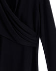 V-Neck Draped Pleat Top - Black