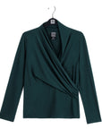 V-Neck Draped Pleat Top - Hunter Green - Final Sale!