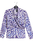 Foil Knit - V-Neck Draped Pleat Top - Plum Cheetah - Final Sale!