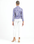 Foil Knit - V-Neck Draped Pleat Top - Plum Cheetah - Final Sale!