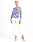 Foil Knit - V-Neck Draped Pleat Top - Plum Cheetah - Final Sale!
