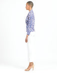 Foil Knit - V-Neck Draped Pleat Top - Plum Cheetah - Final Sale!