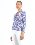 Foil Knit - V-Neck Draped Pleat Top - Plum Cheetah - Final Sale!