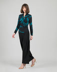 V-Neck Draped Pleat Top - Floral Eclipse