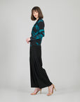 V-Neck Draped Pleat Top - Floral Eclipse