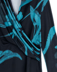 V-Neck Draped Pleat Top - Floral Eclipse