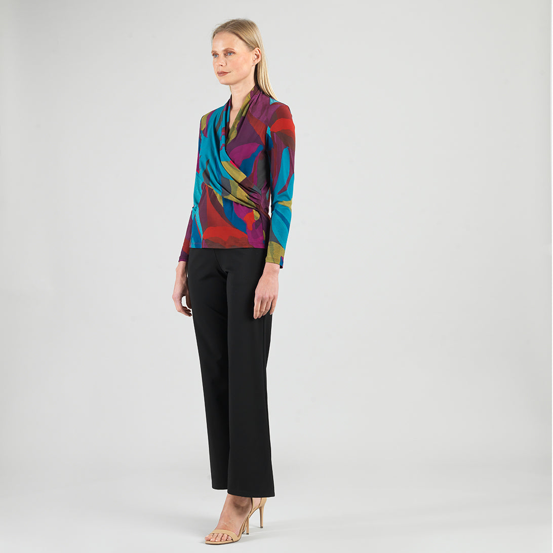 PPFM - drape top 弐 Metallic Shimmer - Drape Neck Loop Front Top - Gunmetal