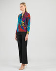V-Neck Draped Pleat Top - Petal Burst
