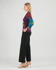 V-Neck Draped Pleat Top - Petal Burst