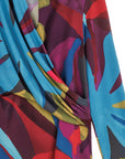 V-Neck Draped Pleat Top - Petal Burst