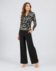 V-Neck Draped Pleat Top - Dots & Stripes - Final Sale