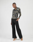 V-Neck Draped Pleat Top - Dots & Stripes