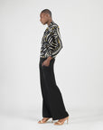 V-Neck Draped Pleat Top - Dots & Stripes