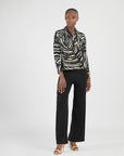 V-Neck Draped Pleat Top - Dots & Stripes