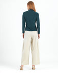 V-Neck Draped Pleat Top - Hunter Green - Final Sale!