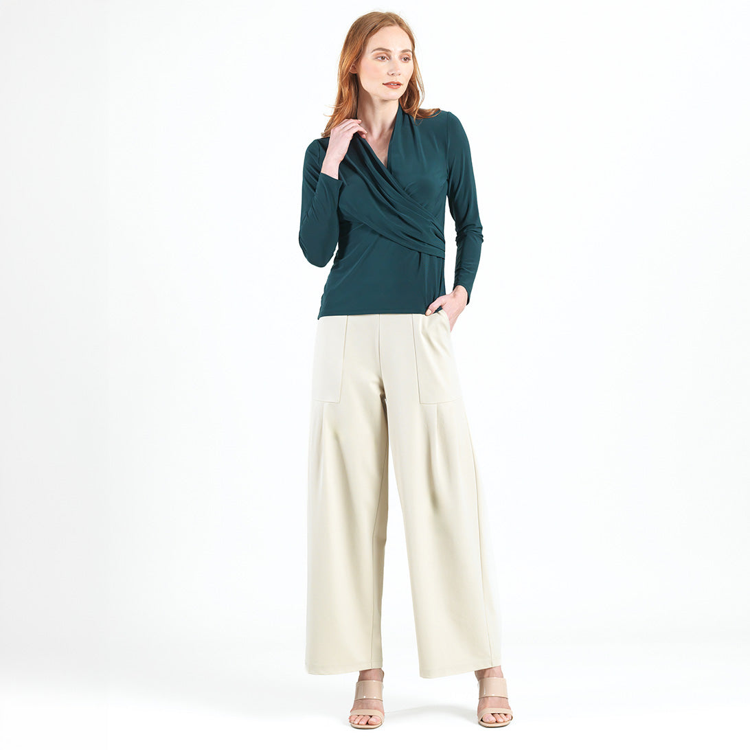 V-Neck Draped Pleat Top - Hunter Green - Final Sale! – Clara Sunwoo