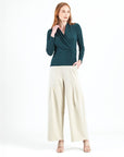 V-Neck Draped Pleat Top - Hunter Green - Final Sale!