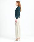 V-Neck Draped Pleat Top - Hunter Green - Final Sale!