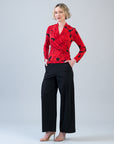 Surplice Crossover Top - Rose Floret