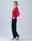 Surplice Crossover Top - Rose Floret