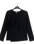 Long Sleeve Stitch Overlay Top - Black