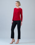 Long Sleeve Stitch Overlay Top - Red