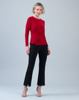 Long Sleeve Stitch Overlay Top - Red