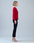 Long Sleeve Stitch Overlay Top - Red