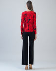 Long Sleeve Stitch Overlay Top - Rose Floret